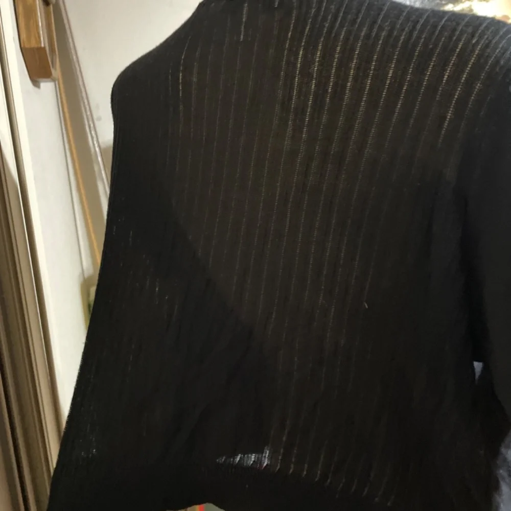 Women Size X 14W Bust 41 Two CJ Banks Open Front Cardigan Lightweight Knit - Bla - Picture 6 of 8